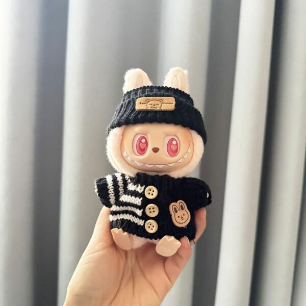Labubu Doll Clothes - Bear Pattern Sweater with Hat - Image 15