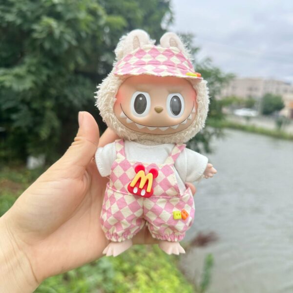 Labubu 17cm Doll Clothes McDonalds Overalls Keychain Set - Image 13