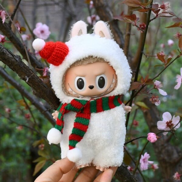 Labubu 17cm Blue Plaid Costume Set Keychain - Image 31