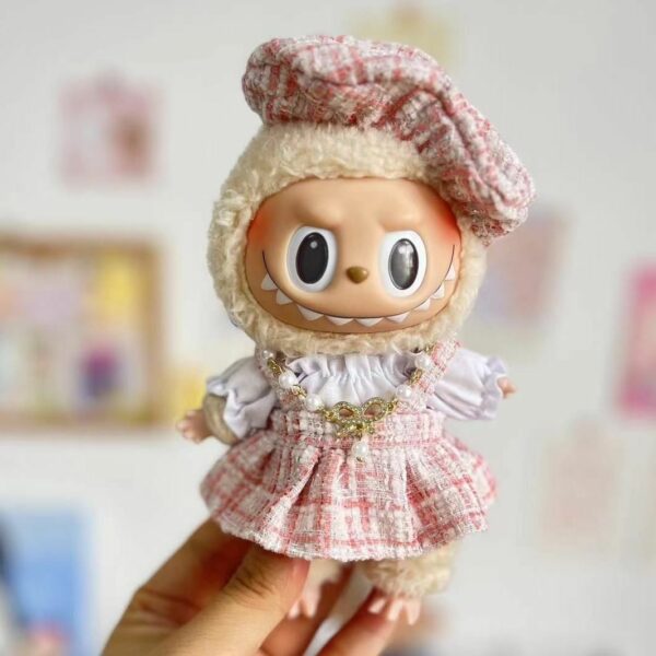 Labubu 17cm Blue Plaid Costume Set Keychain - Image 19