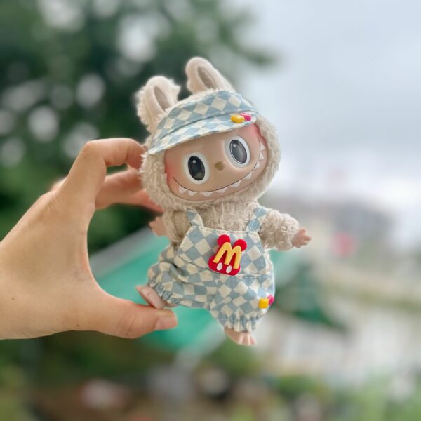 Labubu 17cm Doll Clothes McDonalds Overalls Keychain Set - Image 10
