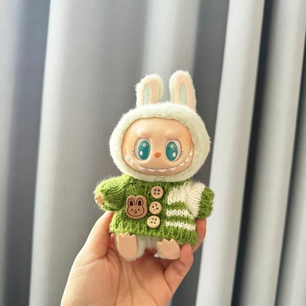 Labubu Doll Clothes - Bear Pattern Sweater with Hat - Image 7