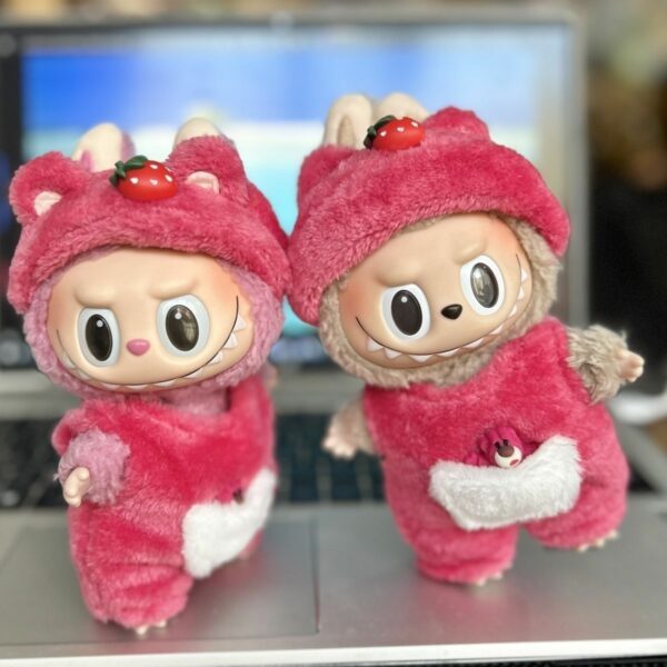 Labubu 17cm Doll Clothes Bear Costume Keychain Set