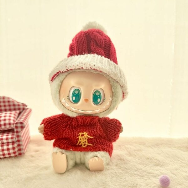 Labubu Keychain Doll Hexagonal Beret Coat Outfit - Image 12