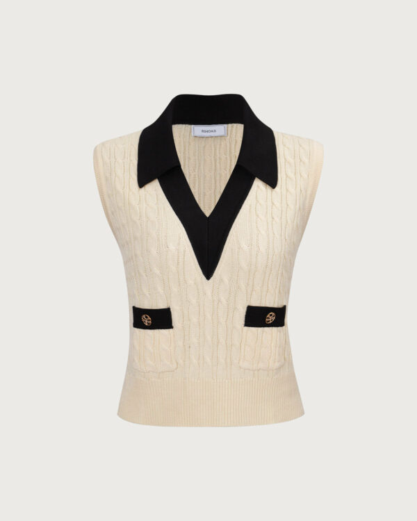 The Apricot Collared Colorblock Knit Tank Top - Image 5