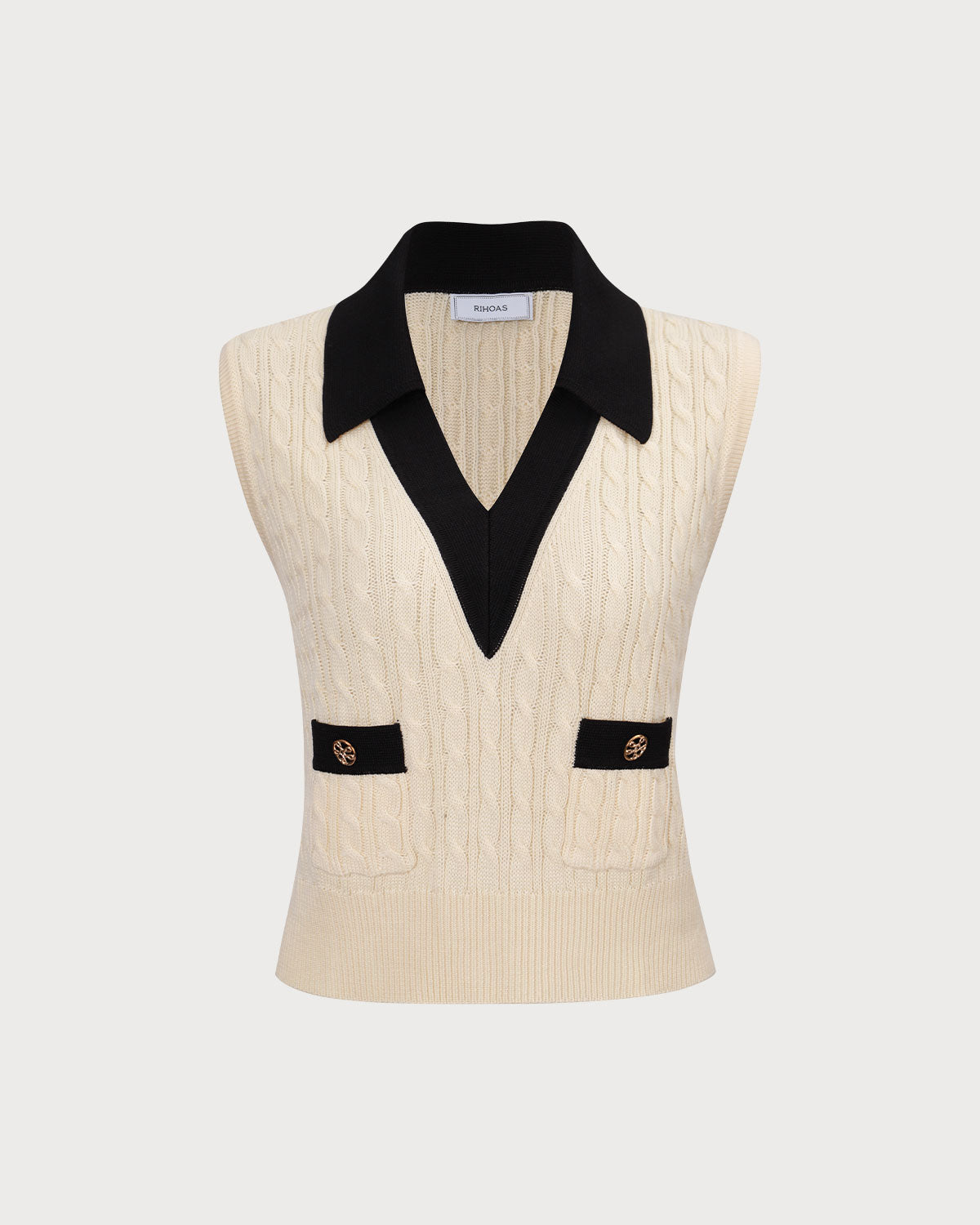 The Apricot Collared Colorblock Knit Tank Top - Image 5