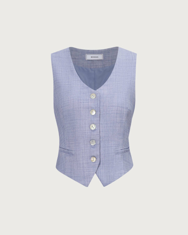 The Blue V-Neck Button Vest - Image 6