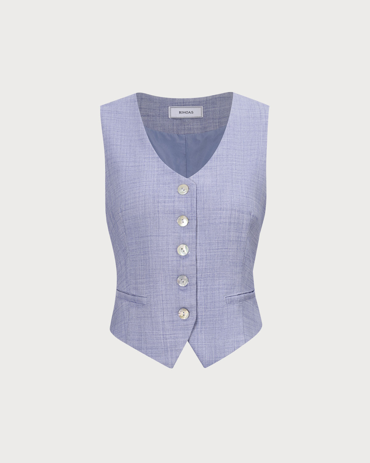 The Blue V-Neck Button Vest - Image 6