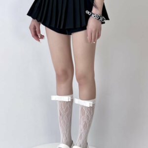 Pastel core knot bow lace socks