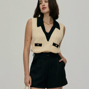 The Apricot Collared Colorblock Knit Tank Top