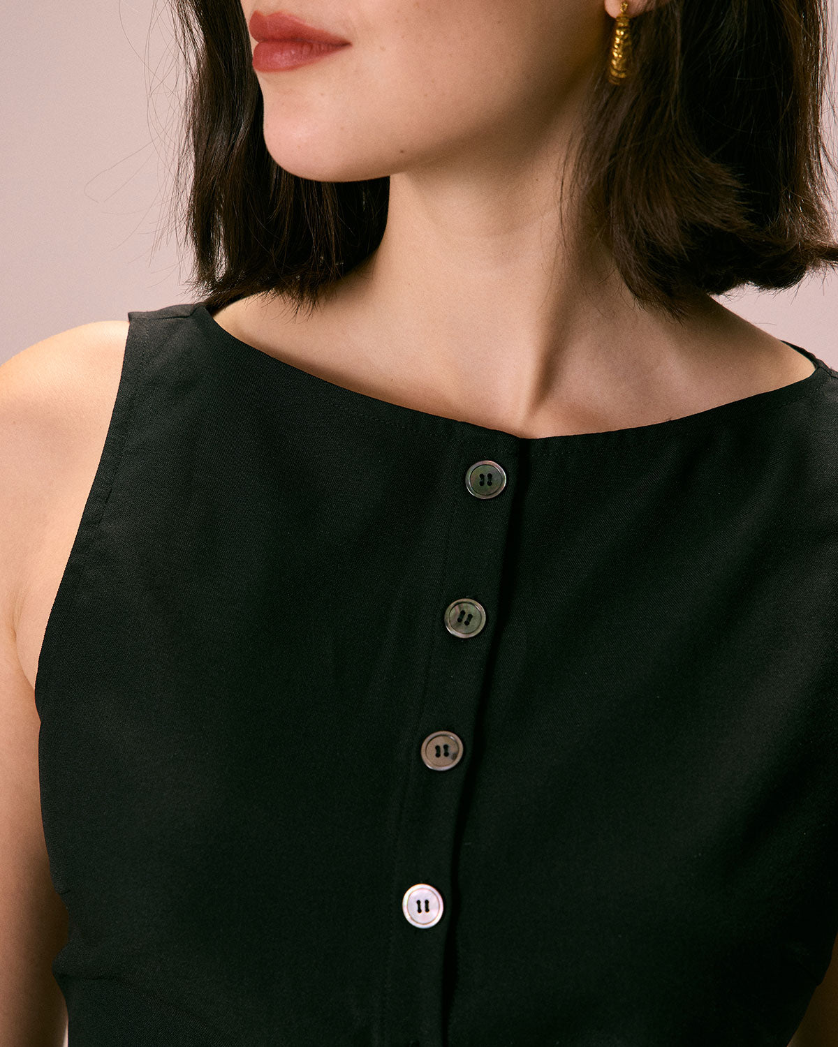 The Black Boat Neck Button Tank Top - Image 2