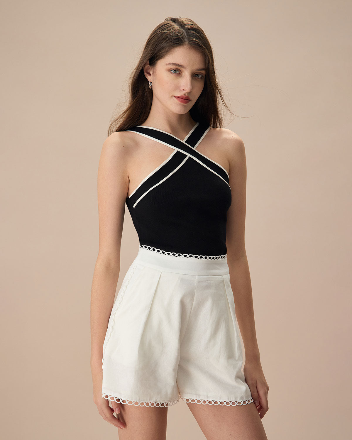 The Black Contrast Knit Tank Top - Image 3