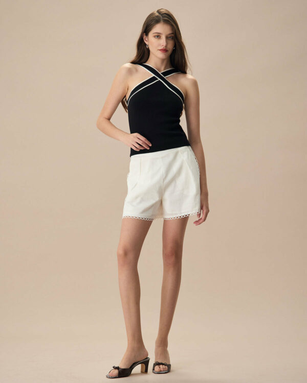The Black Contrast Knit Tank Top - Image 4