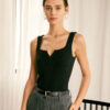 The Black V Neck Ribbed Knit Tank Top