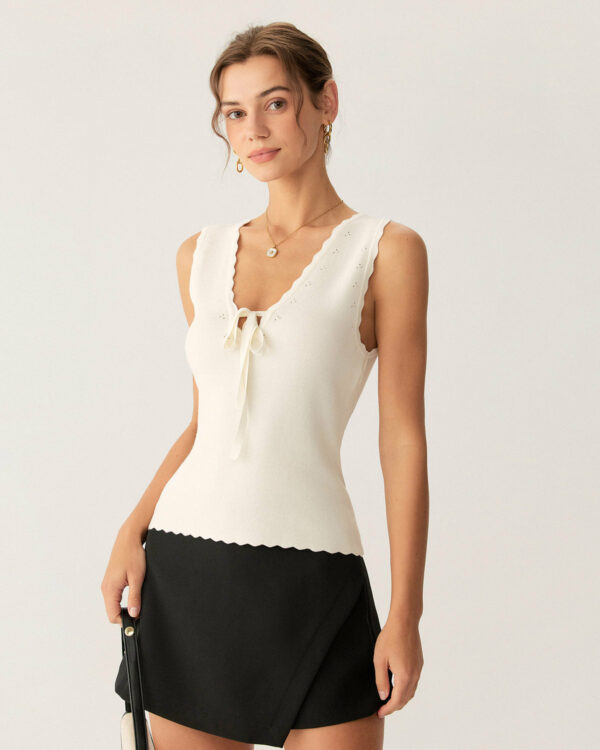 Apricot V Neck Ribbed Tank