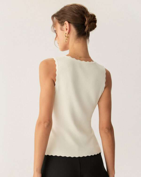 Apricot V Neck Ribbed Tank - Image 5