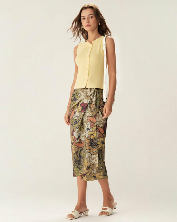 Yellow Round Neck Button Knit Vest - Image 3