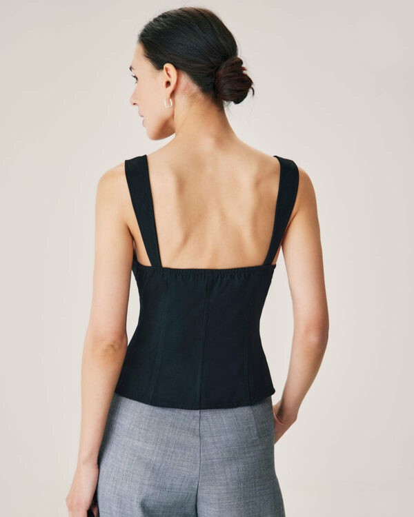 Black Lace Splicing Sweetheart Neck Camis - Image 3