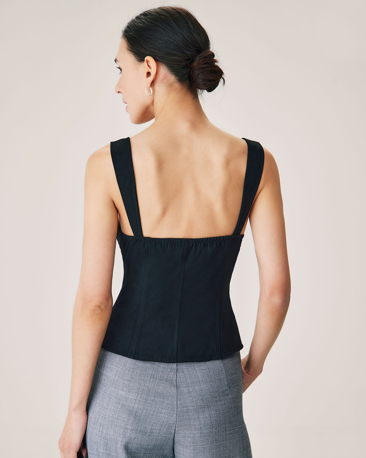 Black Lace Splicing Sweetheart Neck Camis - Image 3