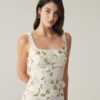 Beige Floral Slim Tank Top