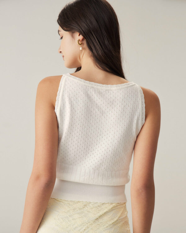 White Boat Neck Slim Tank - Image 4