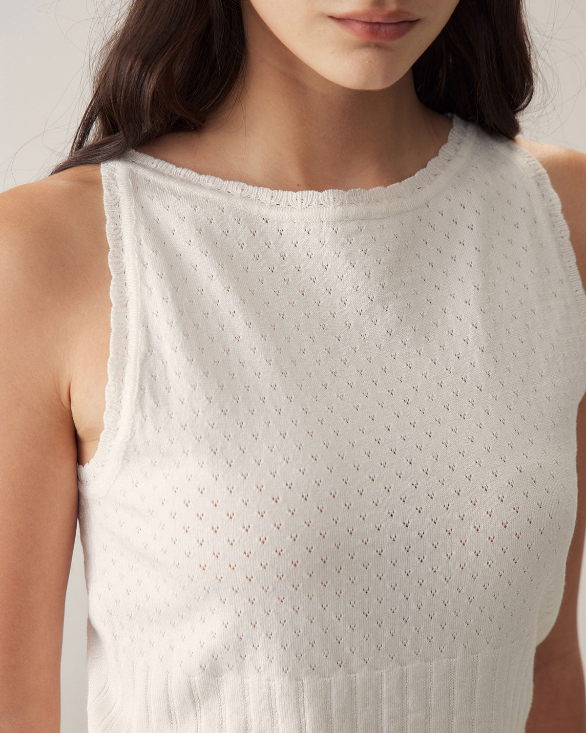 White Boat Neck Slim Tank - Image 2