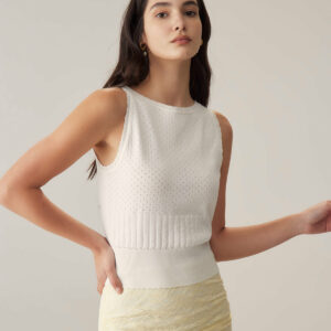 White Boat Neck Slim Tank